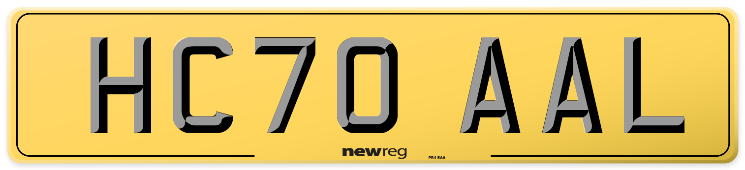 HC70 AAL Rear Number Plate