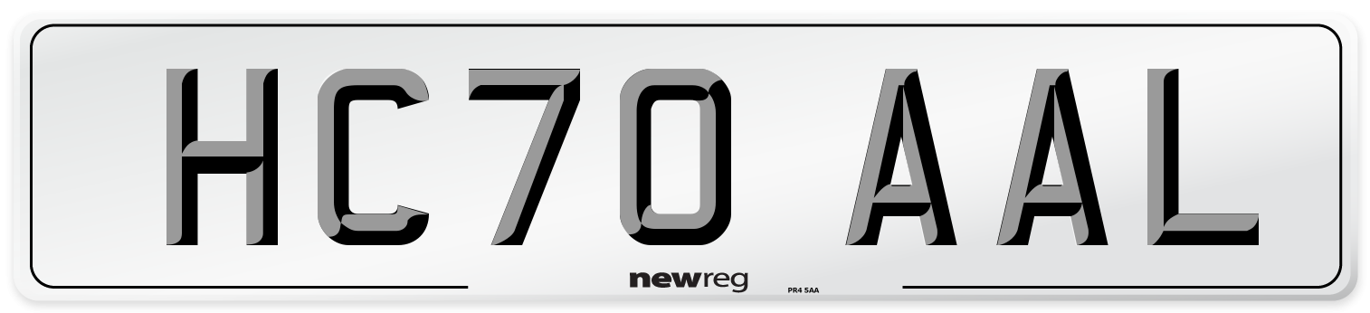 HC70 AAL Front Number Plate