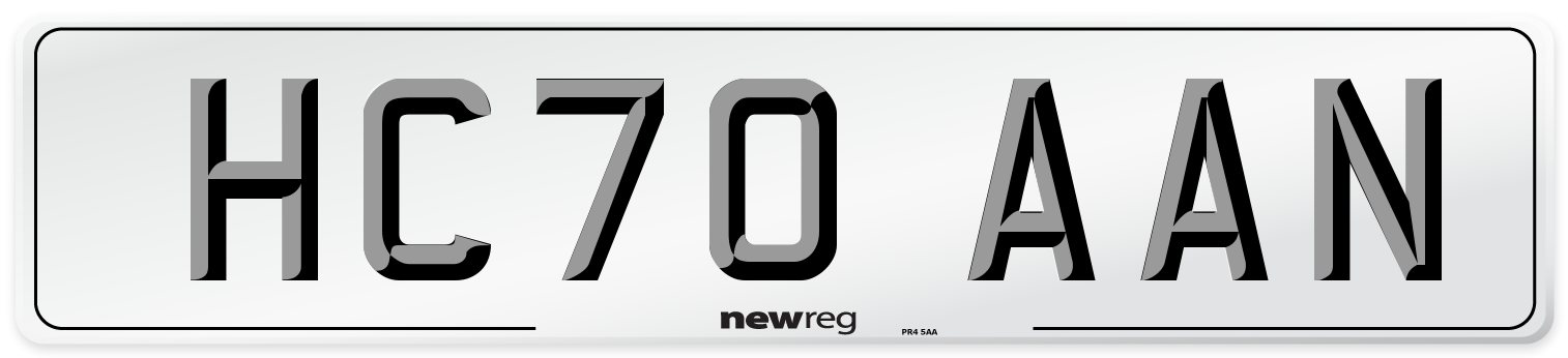 HC70 AAN Front Number Plate