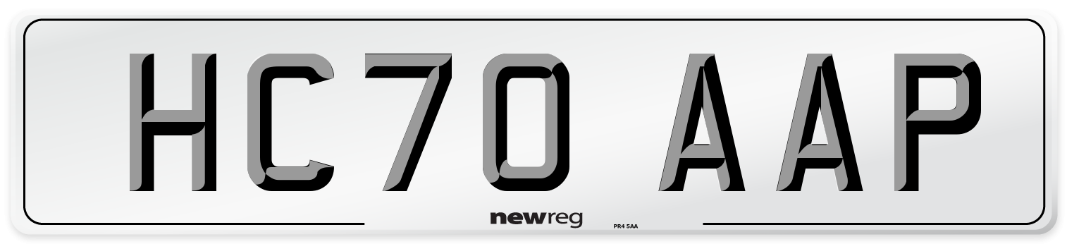 HC70 AAP Front Number Plate