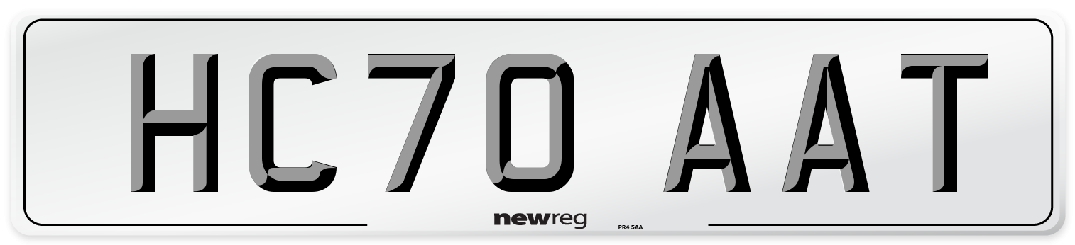 HC70 AAT Front Number Plate