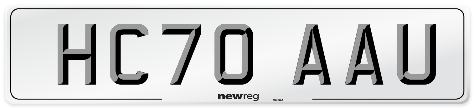 HC70 AAU Front Number Plate