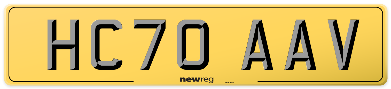 HC70 AAV Rear Number Plate