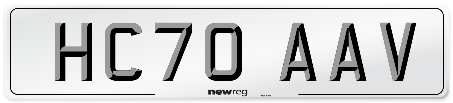 HC70 AAV Front Number Plate