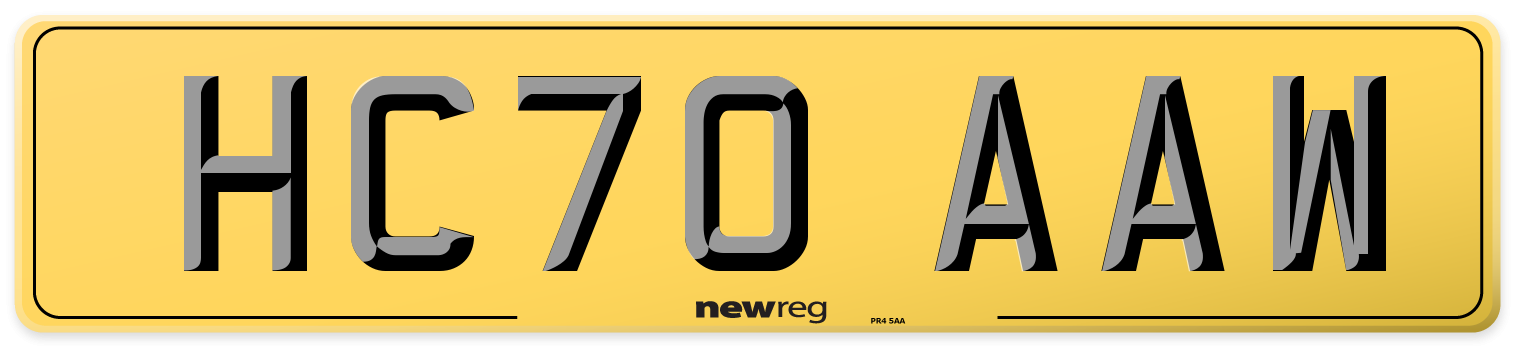 HC70 AAW Rear Number Plate
