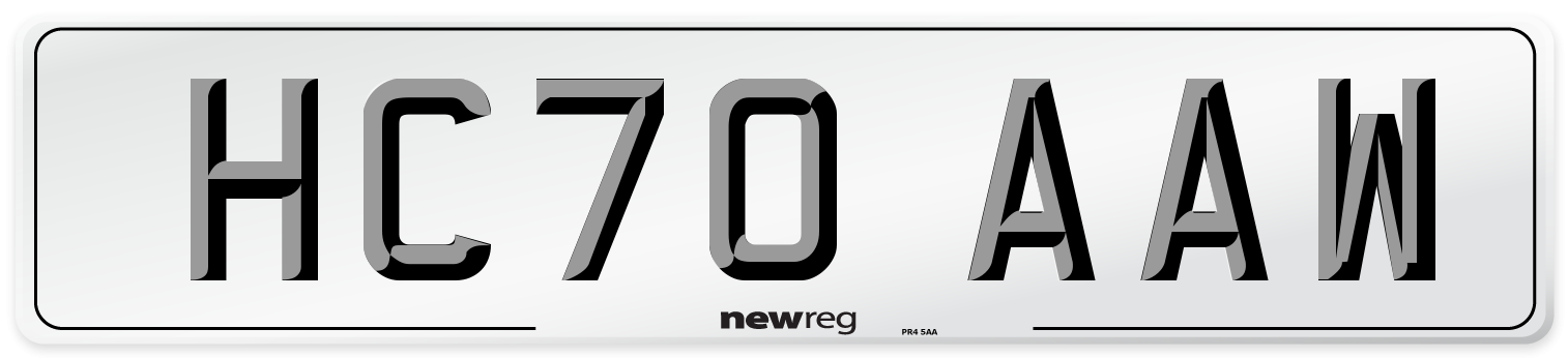 HC70 AAW Front Number Plate