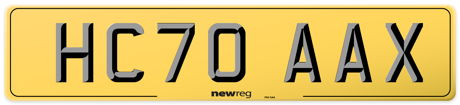 HC70 AAX Rear Number Plate