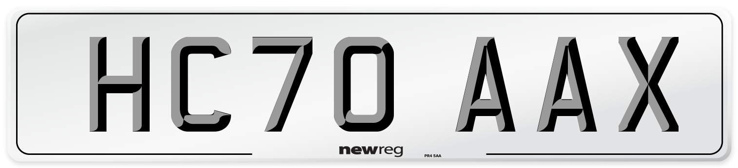 HC70 AAX Front Number Plate