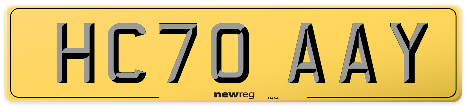 HC70 AAY Rear Number Plate