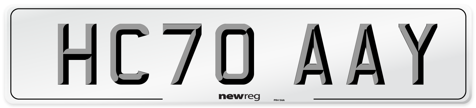 HC70 AAY Front Number Plate