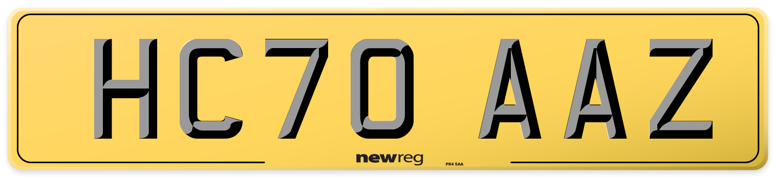 HC70 AAZ Rear Number Plate