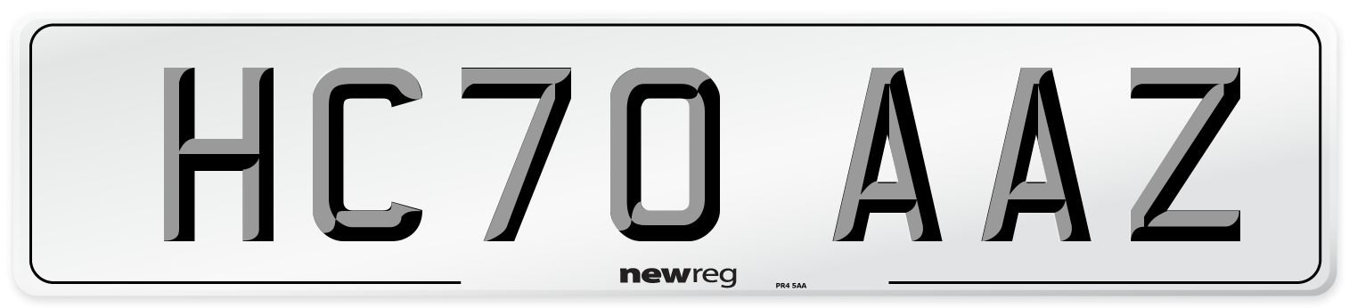 HC70 AAZ Front Number Plate