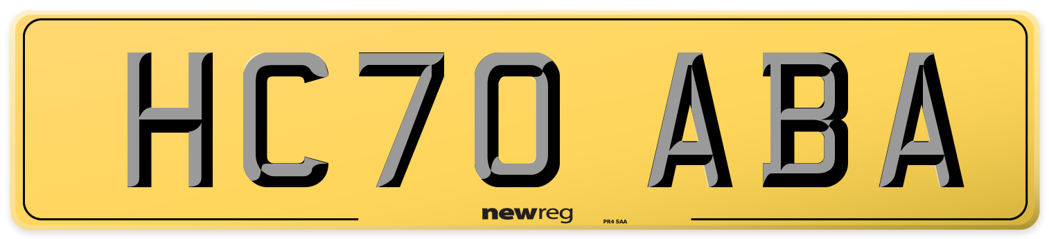 HC70 ABA Rear Number Plate