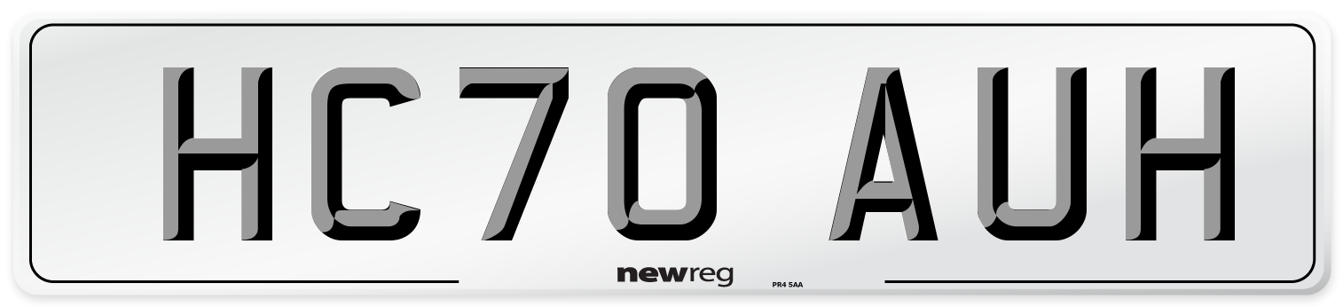 HC70 AUH Front Number Plate