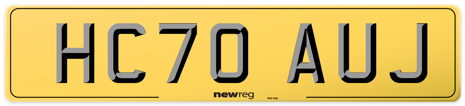 HC70 AUJ Rear Number Plate