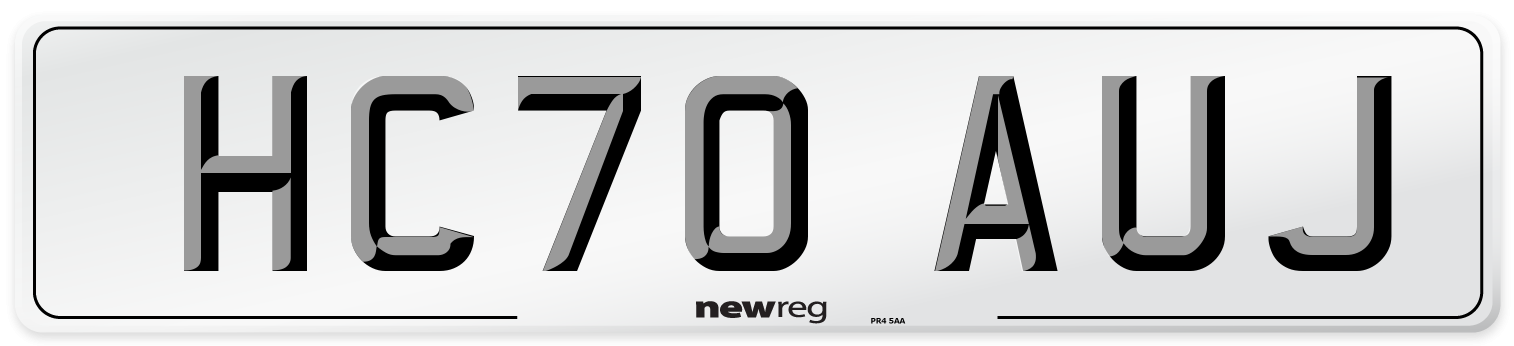 HC70 AUJ Front Number Plate