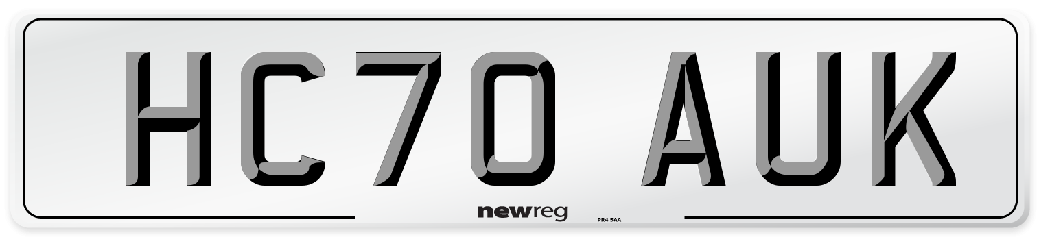 HC70 AUK Front Number Plate