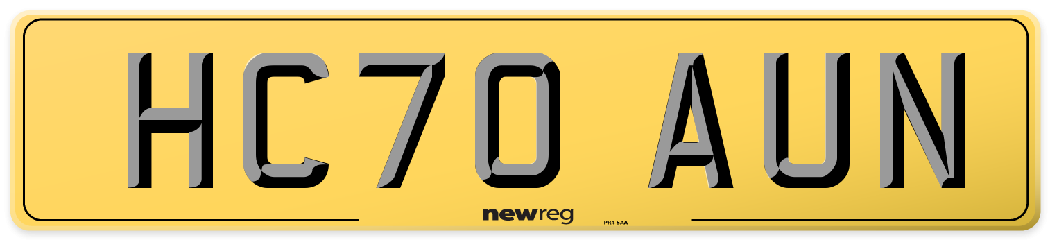 HC70 AUN Rear Number Plate