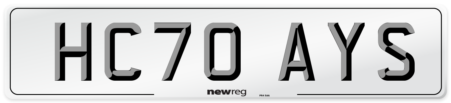 HC70 AYS Front Number Plate