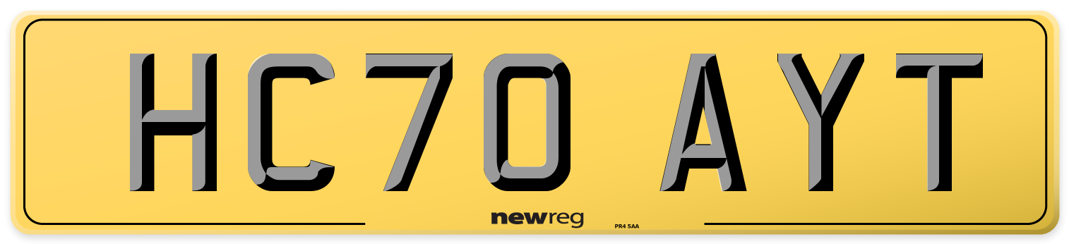 HC70 AYT Rear Number Plate