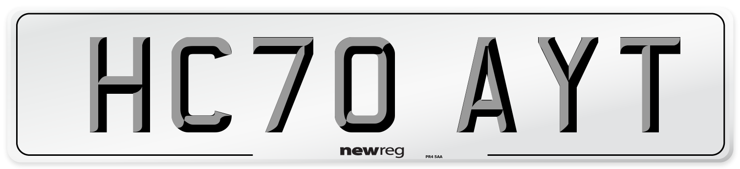 HC70 AYT Front Number Plate