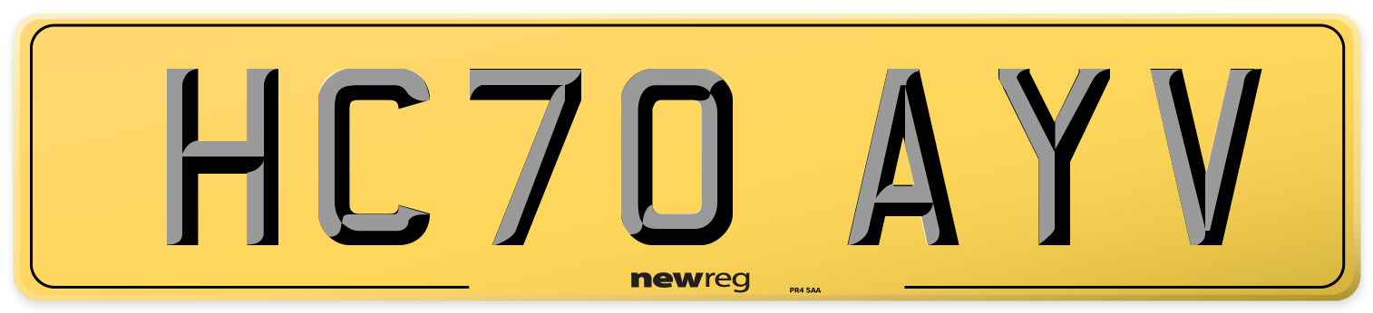 HC70 AYV Rear Number Plate