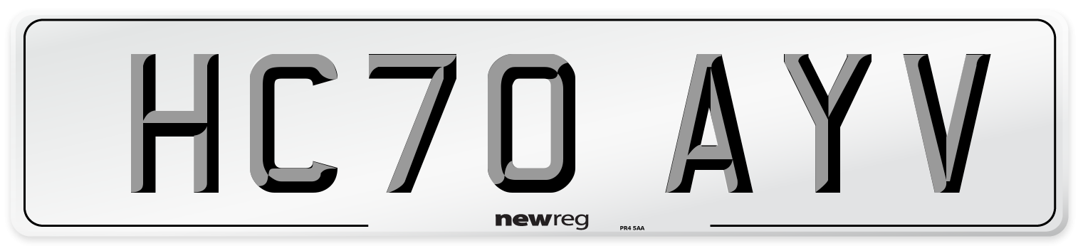 HC70 AYV Front Number Plate