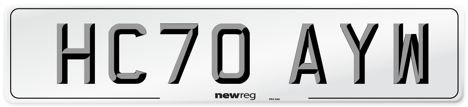 HC70 AYW Front Number Plate