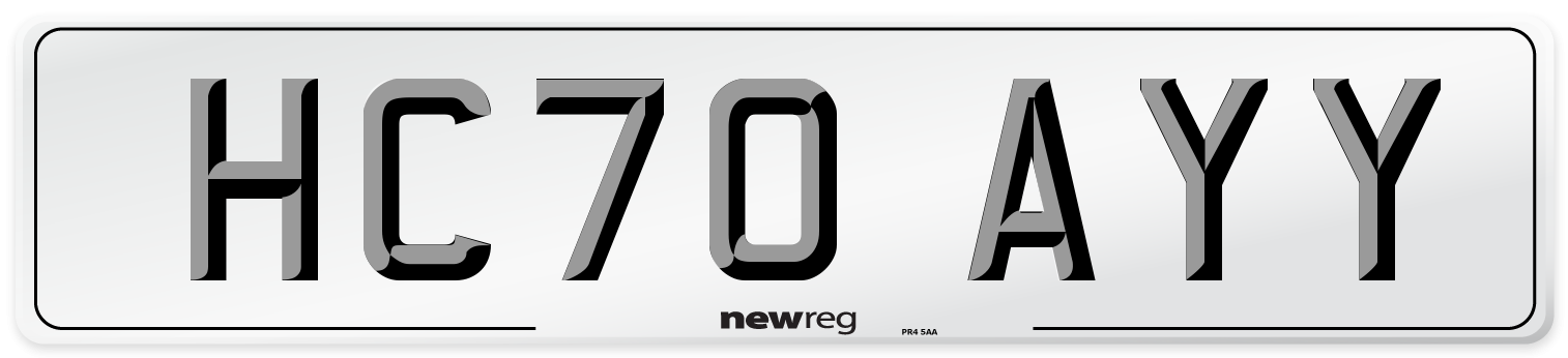 HC70 AYY Front Number Plate