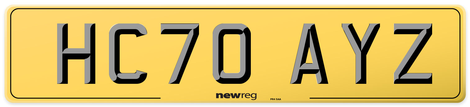 HC70 AYZ Rear Number Plate