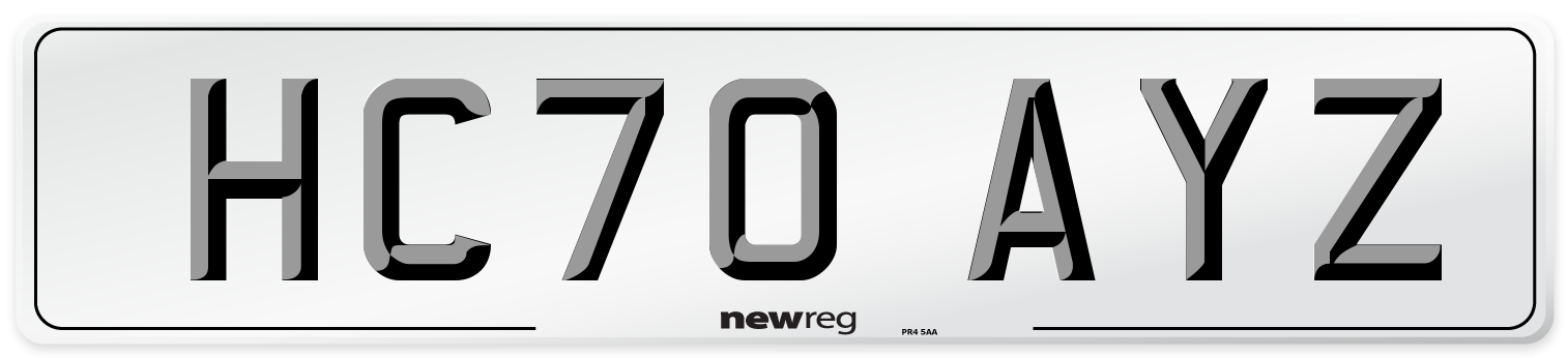 HC70 AYZ Front Number Plate