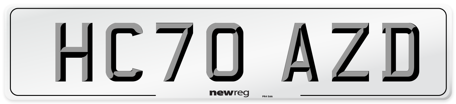 HC70 AZD Front Number Plate
