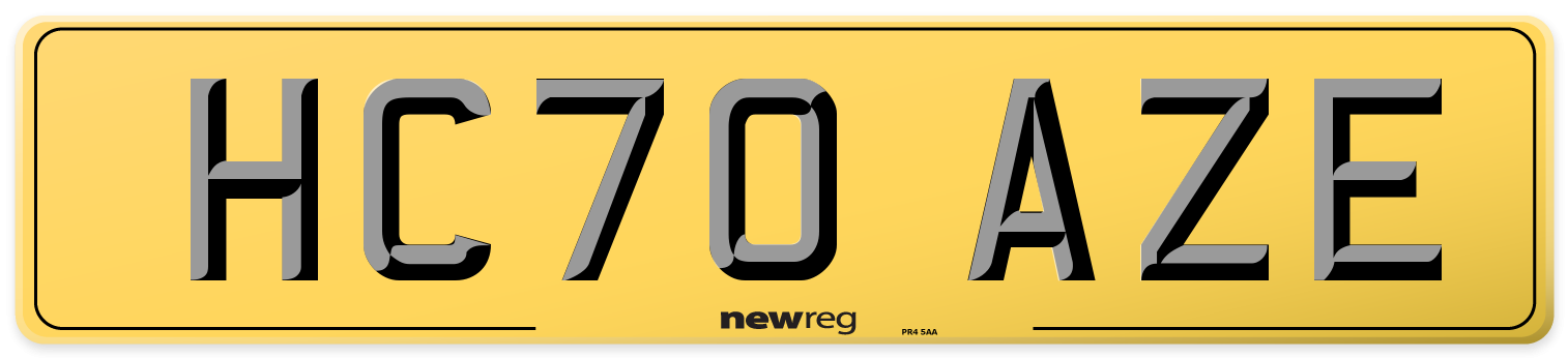 HC70 AZE Rear Number Plate