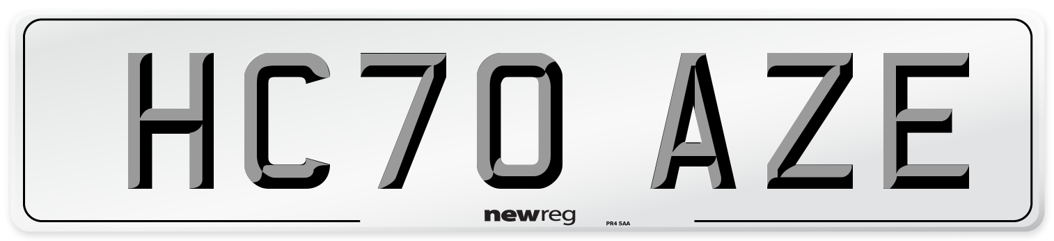 HC70 AZE Front Number Plate