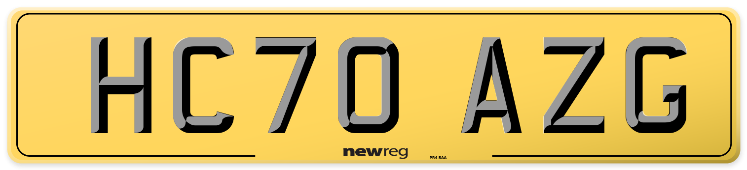 HC70 AZG Rear Number Plate