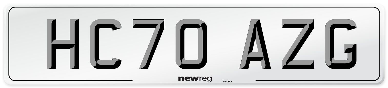 HC70 AZG Front Number Plate