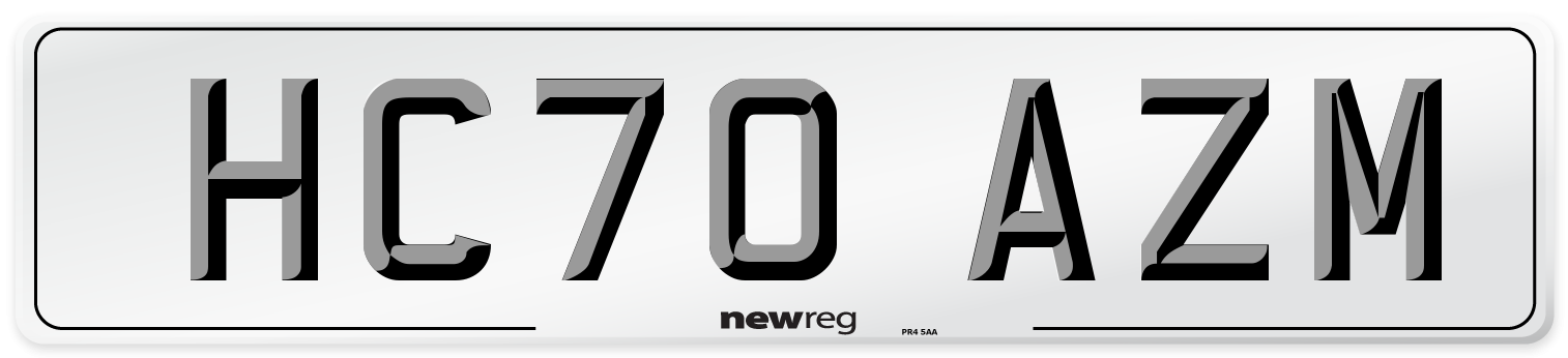 HC70 AZM Front Number Plate
