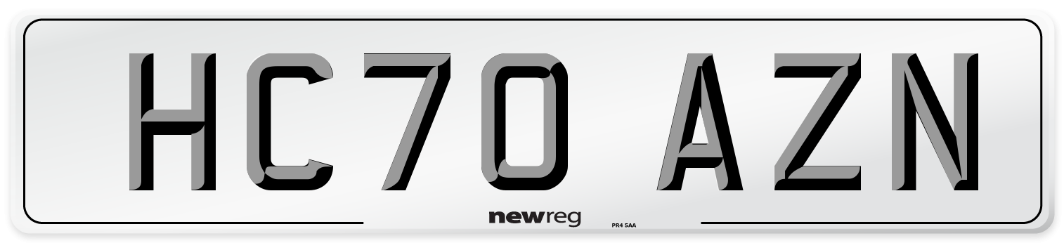 HC70 AZN Front Number Plate