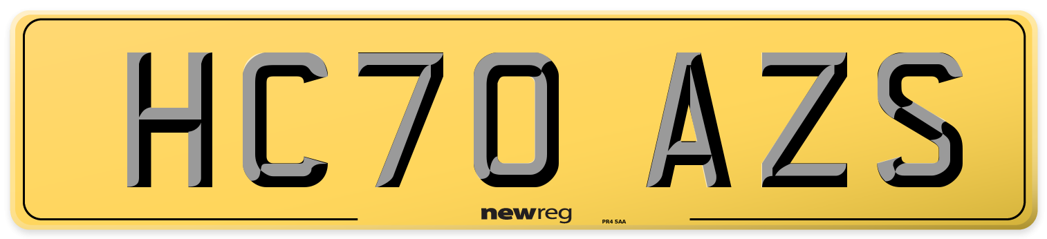 HC70 AZS Rear Number Plate