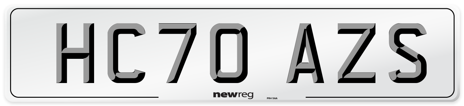 HC70 AZS Front Number Plate