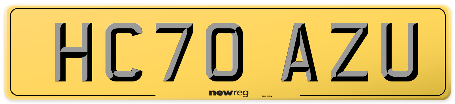 HC70 AZU Rear Number Plate