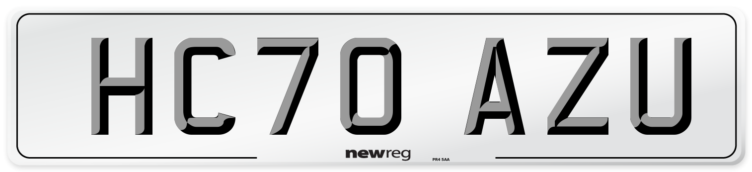 HC70 AZU Front Number Plate