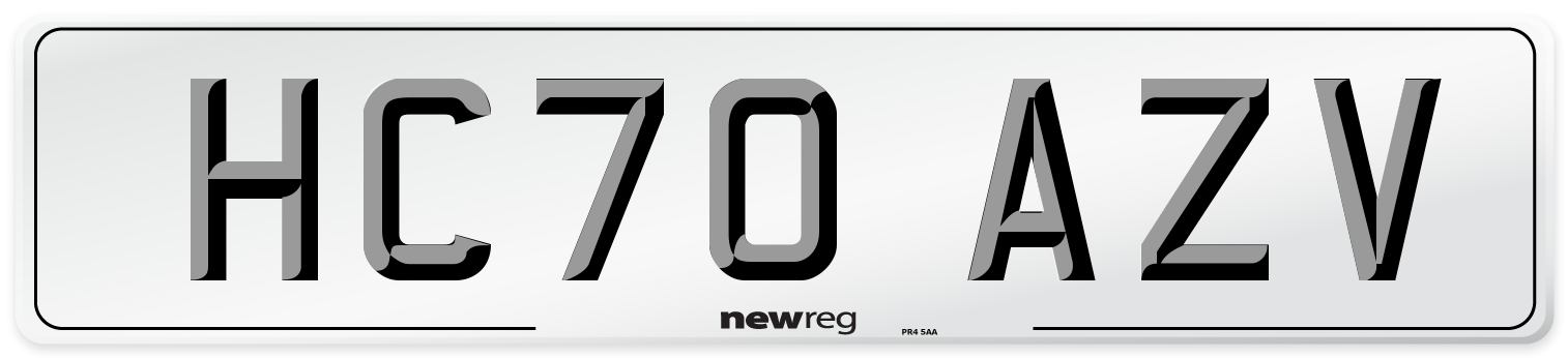 HC70 AZV Front Number Plate