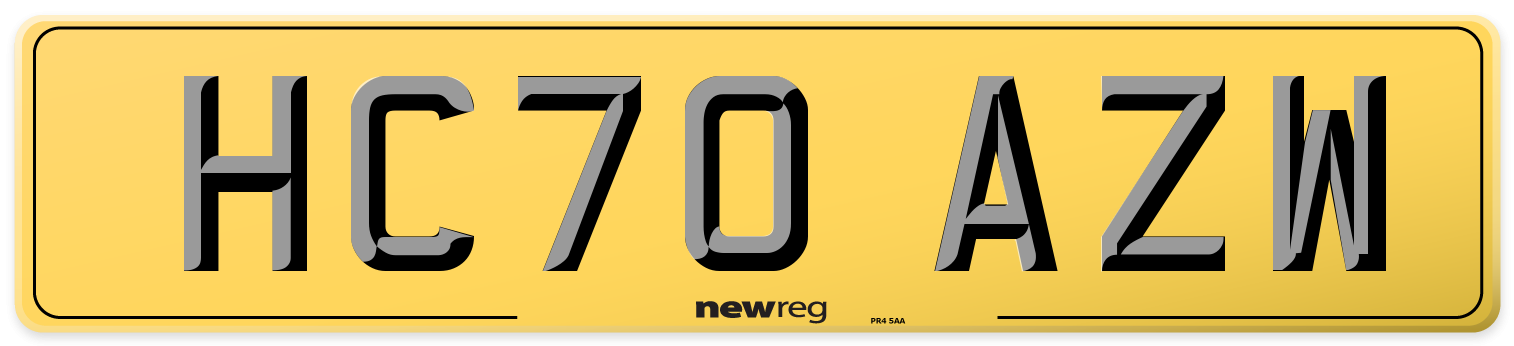 HC70 AZW Rear Number Plate