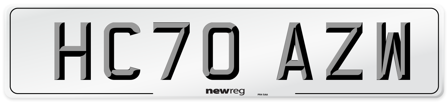 HC70 AZW Front Number Plate