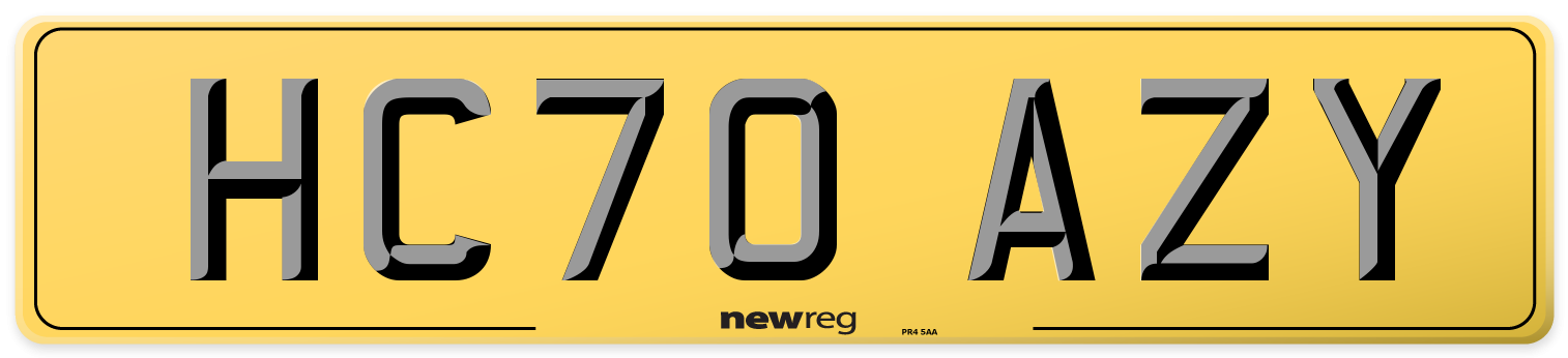 HC70 AZY Rear Number Plate