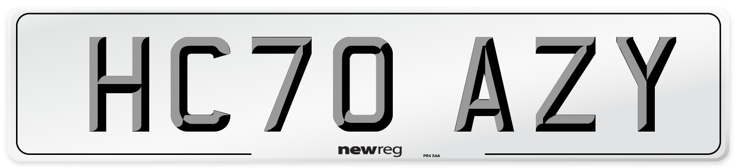 HC70 AZY Front Number Plate