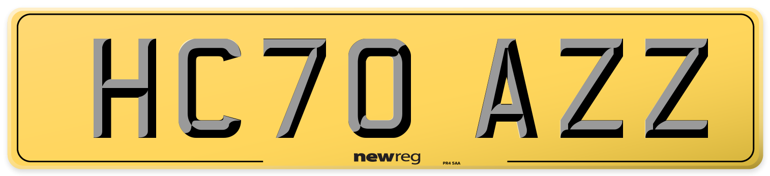 HC70 AZZ Rear Number Plate