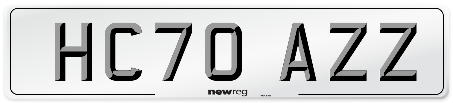 HC70 AZZ Front Number Plate