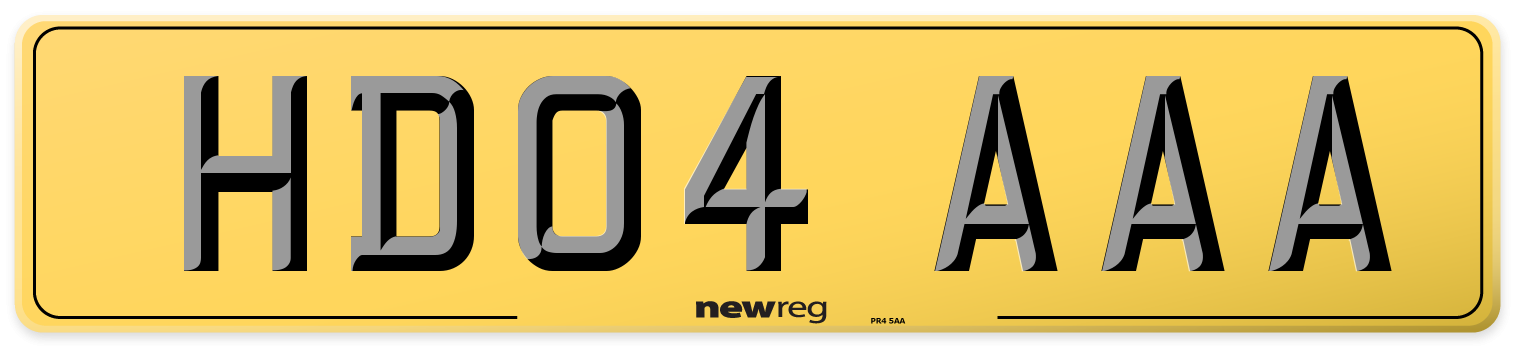 HD04 AAA Rear Number Plate